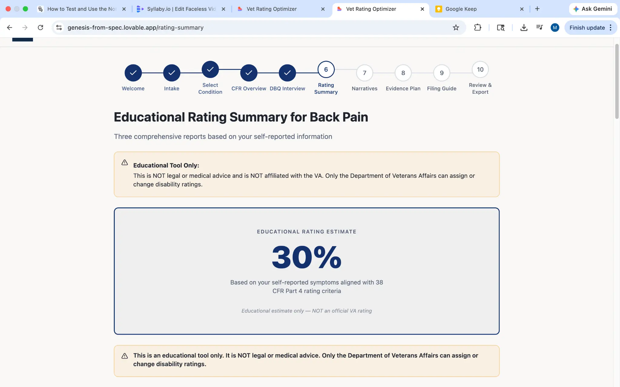 Step 5: Educational Rating Summary